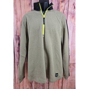 Under Armour XL Mens 1/4 Zip Fleece Pullover Jacket Beige